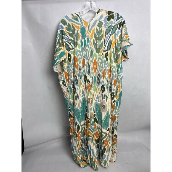 Zara Women's V-Neck Boho Kaftan Summer Pullover Midi Dress Size XS Multicolor - Picture 5 of 10